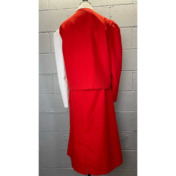 Vintage 1980s Red & White Color Block Plus Skirt Suit Volup Mod Size 24 - Picture 5 of 10